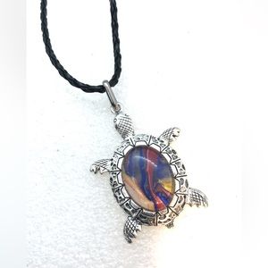 Handmade necklace NSN Turtle with hand painted glass dome